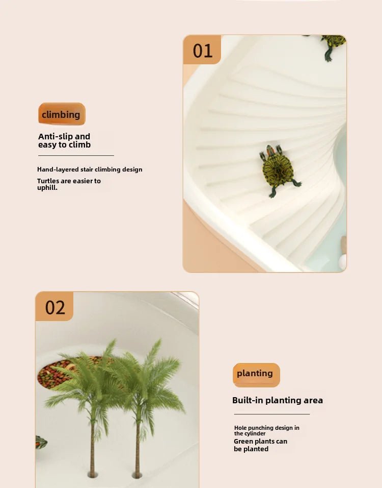 Wholesale Bulk Household turtle tank, ecological dedicated lazy tabletop, small sun drying table, fish tank, water and land breeding tank 220V - Furbury