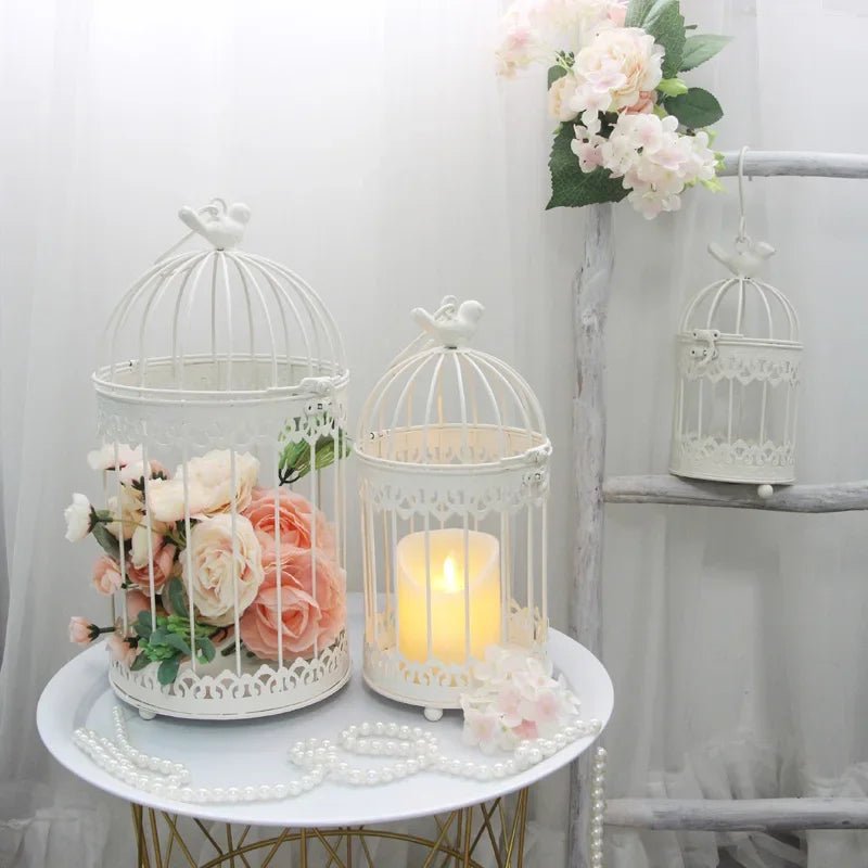 Wholesale Bulk Iron Metal Bird Cage Decoration Hanging Flower Wedding Candle Holder Jewelry - Furbury
