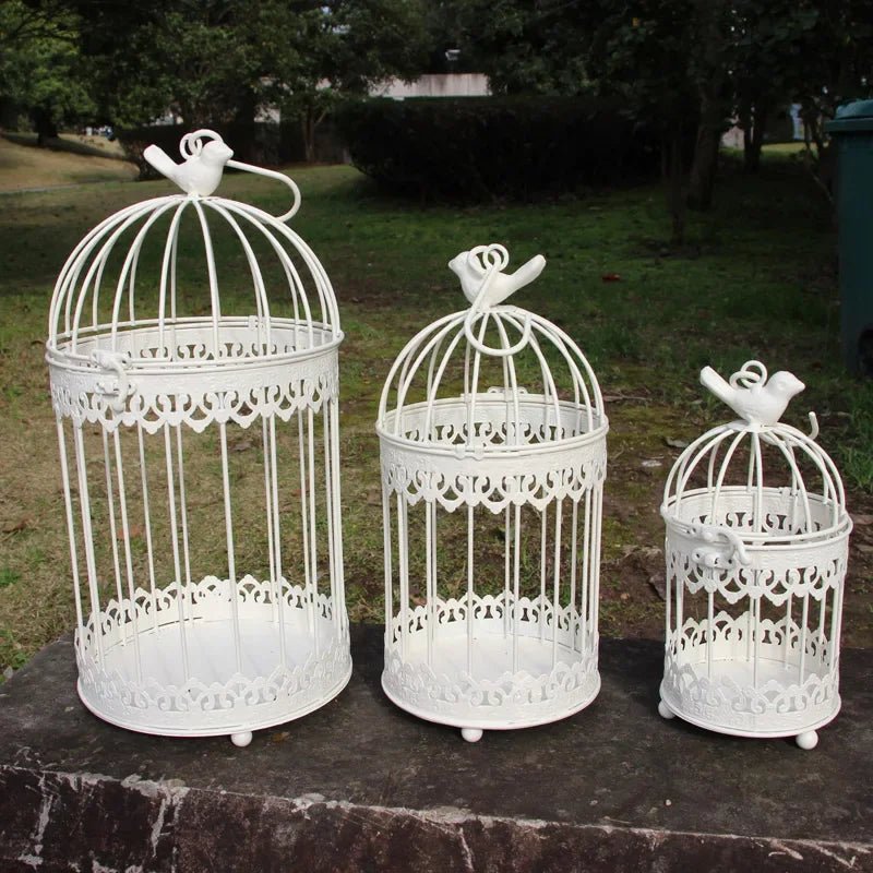 Wholesale Bulk Iron Metal Bird Cage Decoration Hanging Flower Wedding Candle Holder Jewelry - Furbury