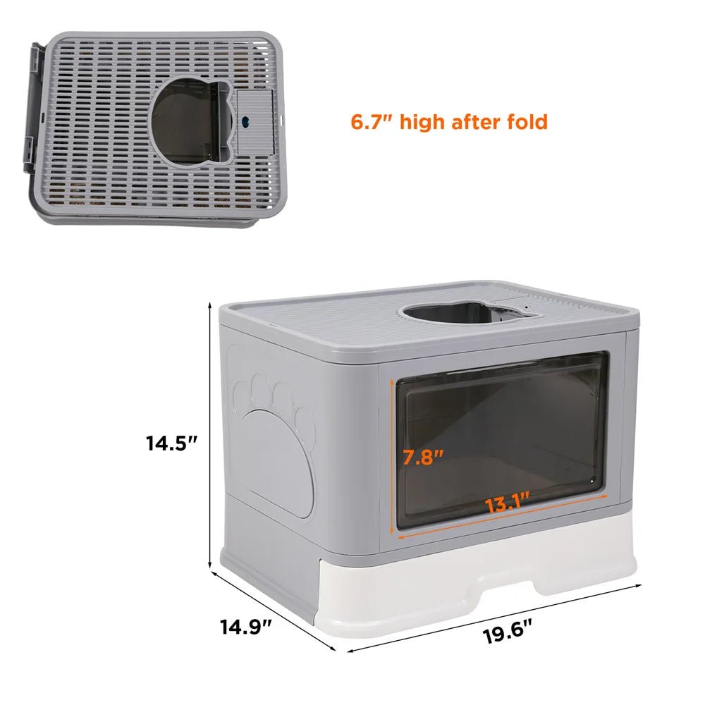 Wholesale Bulk Large Hooded Cat Litter Box Tray Drawer Type Pet Kitty Toilet Top Entry Anti - Splashing Enclosed Potty with Hair Grooming Scoop - Furbury