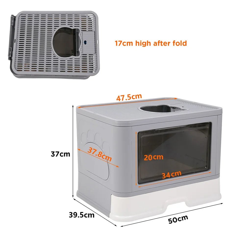 Wholesale Bulk Large Hooded Cat Litter Box Tray Drawer Type Pet Kitty Toilet Top Entry Anti - Splashing Enclosed Potty with Hair Grooming Scoop - Furbury