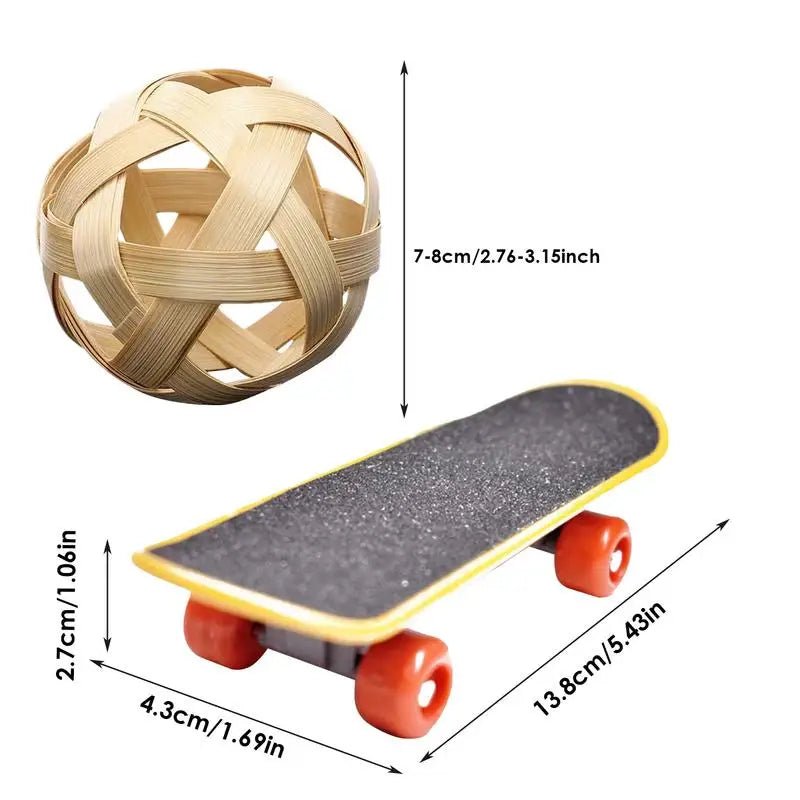 Wholesale Bulk Mini Small Skateboard For Turtles Parrot Toy with 2 Turtle Feeding Ball Fruit Vegetable Holder Finger Skate Board For Tortoise - Furbury