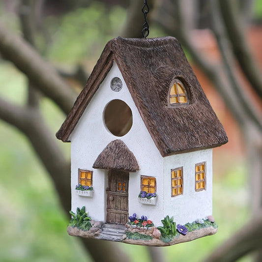 Wholesale Bulk Outdoors Decorative Bird House Hanging Bird's Feeder Resin Yard Country Crafts Landscape Ornaments Bird Parrot Nest Box - Furbury