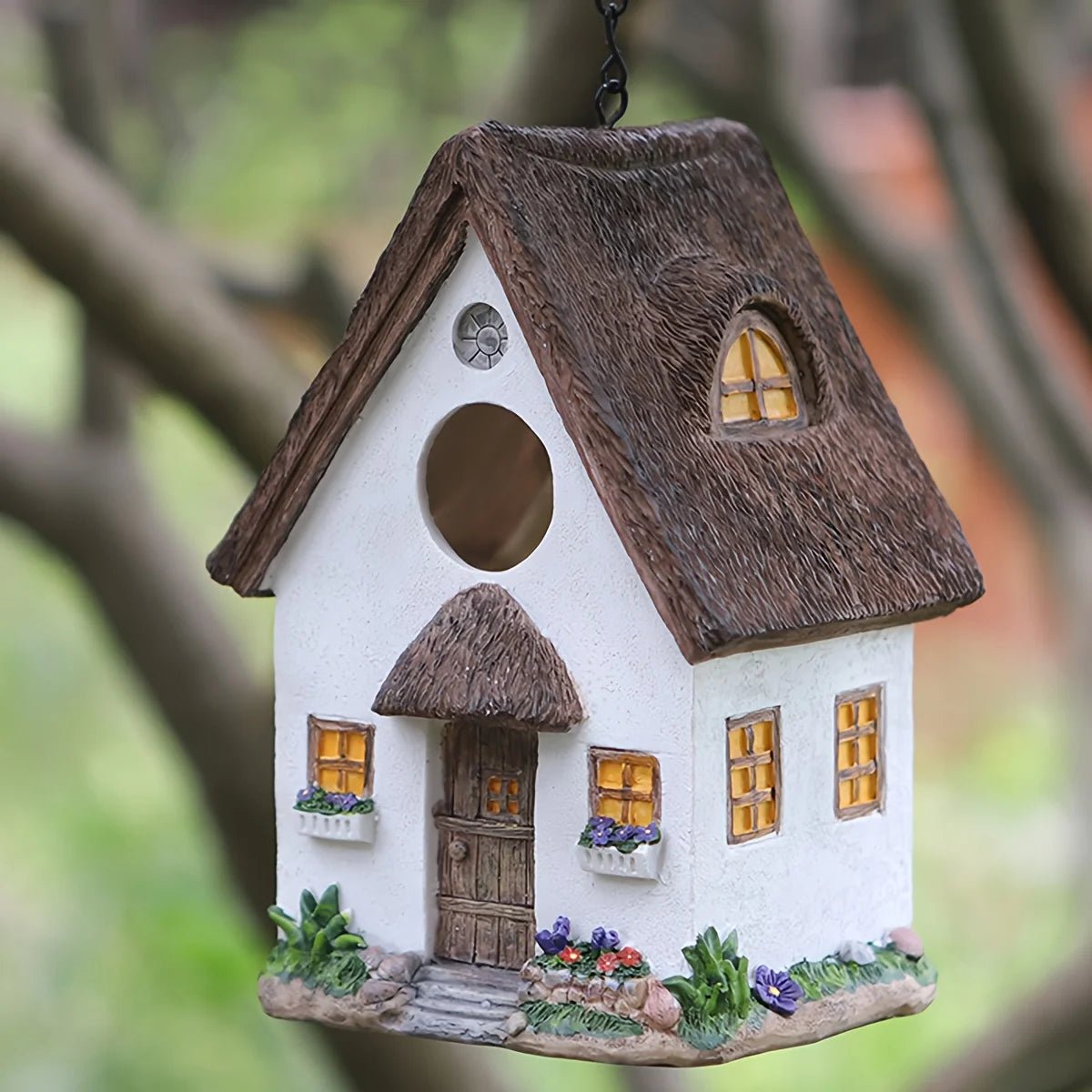 Wholesale Bulk Outdoors Decorative Bird House Hanging Bird's Feeder Resin Yard Country Crafts Landscape Ornaments Bird Parrot Nest Box - Furbury