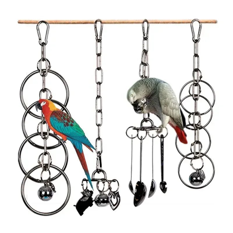 Wholesale Bulk Parrot 304 Stainless Steel Toy Gnawing Climbing Large Medium - sized Diamond Gray Machine Puzzle Bird Cage Display Rack Hanging - Furbury