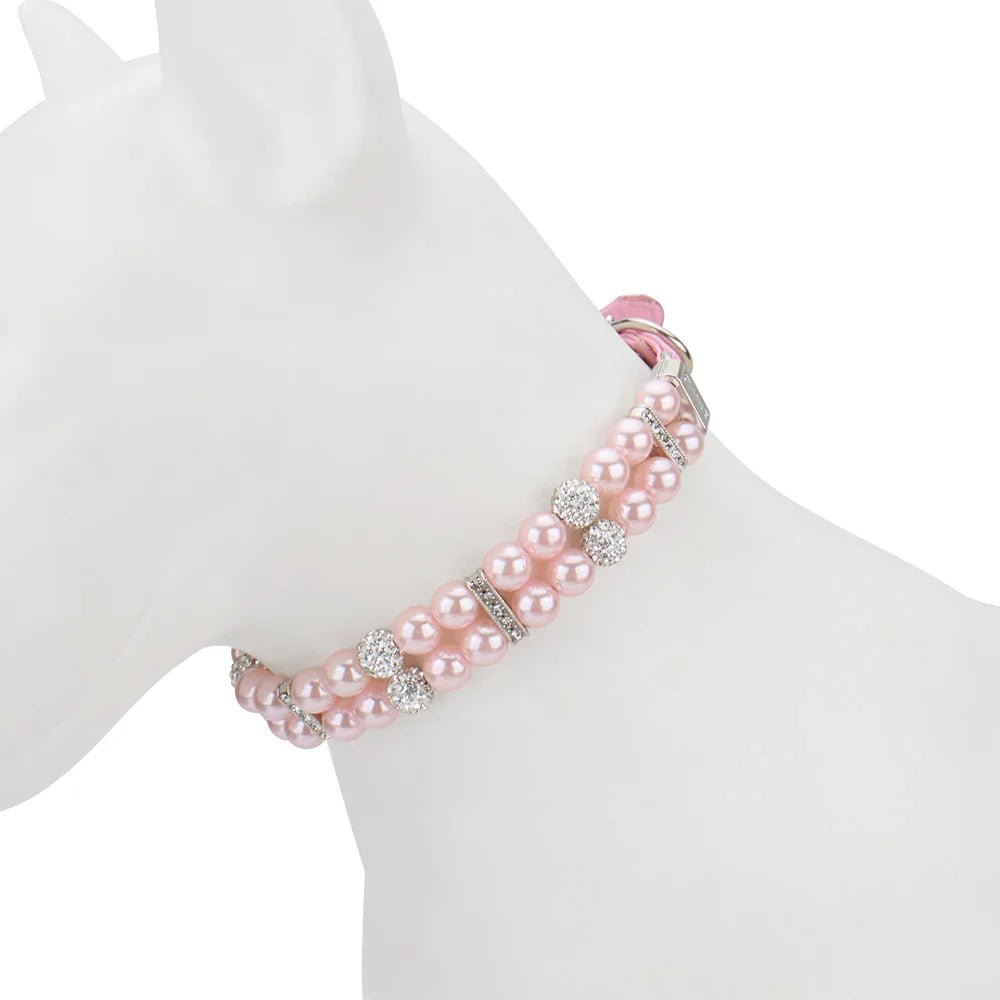 Wholesale Bulk Pearl Pet Collar Artificial Pearls Rhinestone Dog Collar For Cat Necklace Wedding Party Pink Blue Green - Furbury