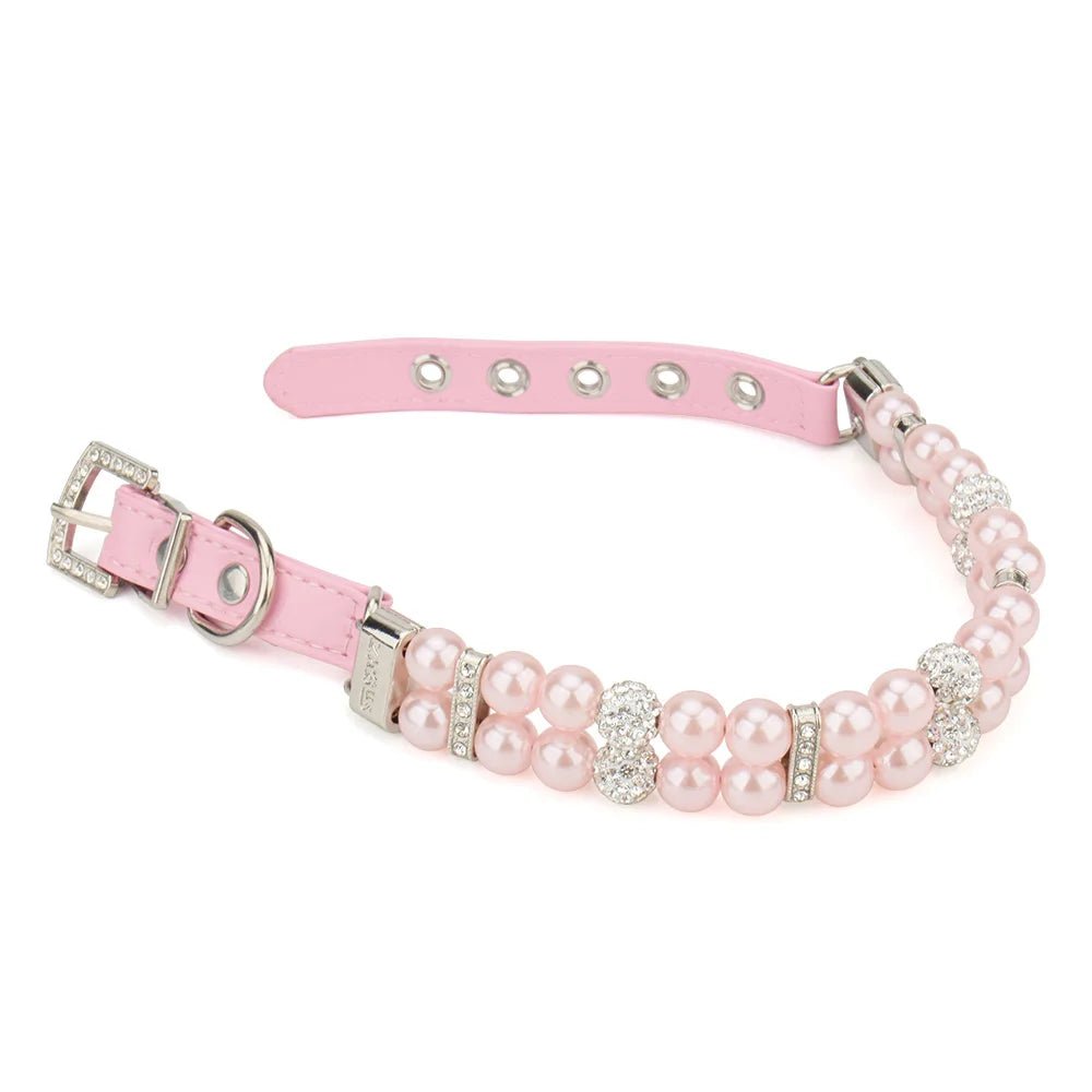 Wholesale Bulk Pearl Pet Collar Artificial Pearls Rhinestone Dog Collar For Cat Necklace Wedding Party Pink Blue Green - Furbury