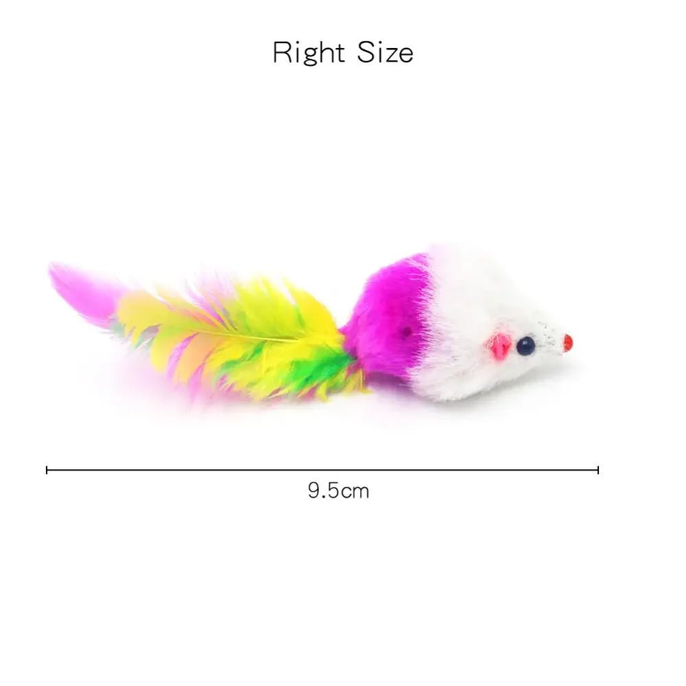 Wholesale Bulk Pet Cat Toys Rabbit Fur False Mouse Feather Rainbow Mouse Toy Funny Playing Toys For Kitten - Furbury