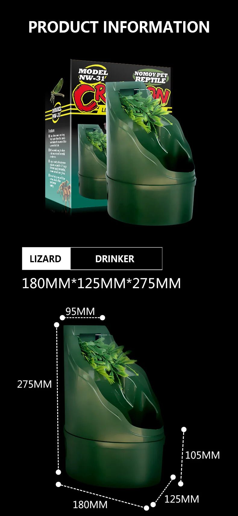 Wholesale Bulk Plant - Like Watering Vessel Landscape Decoration Waterfall Drink Fountain Reptile Live Water Drinking Fountain for Lizard Special - Furbury