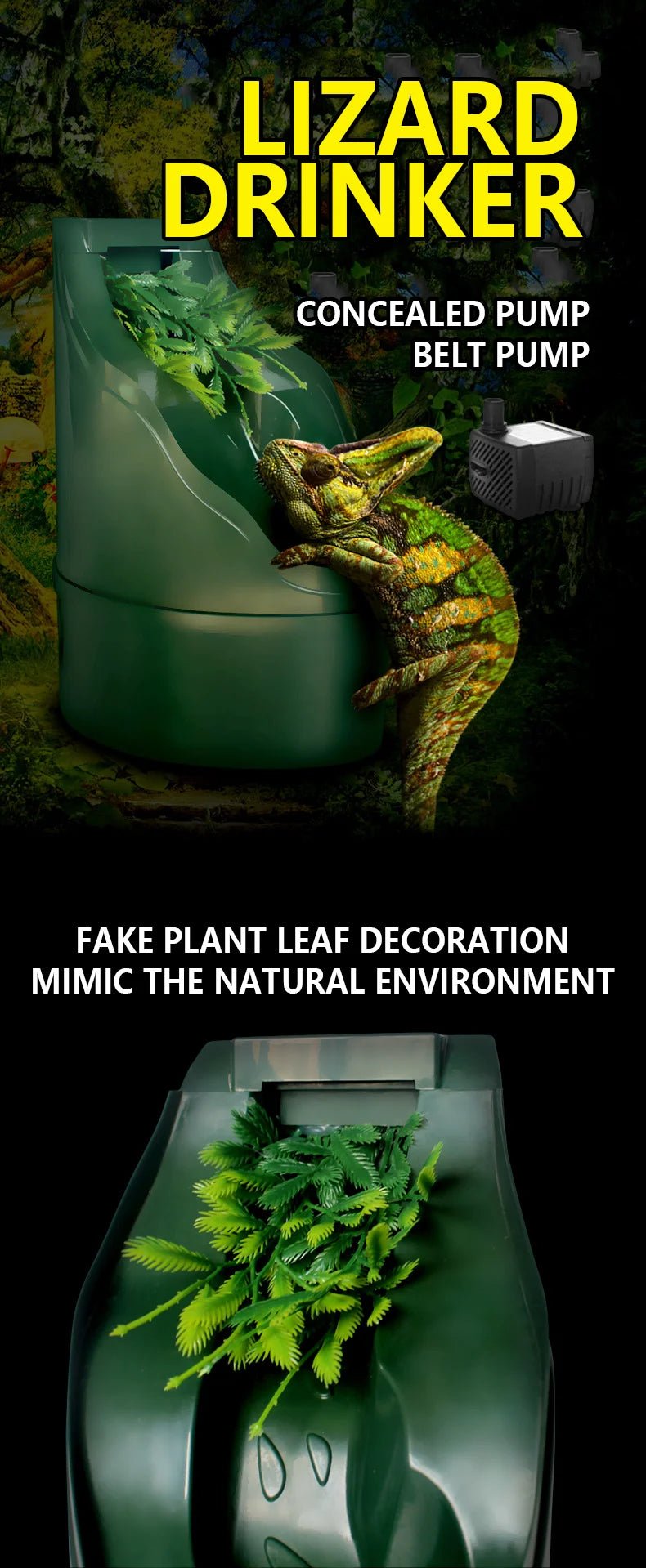 Wholesale Bulk Plant - Like Watering Vessel Landscape Decoration Waterfall Drink Fountain Reptile Live Water Drinking Fountain for Lizard Special - Furbury