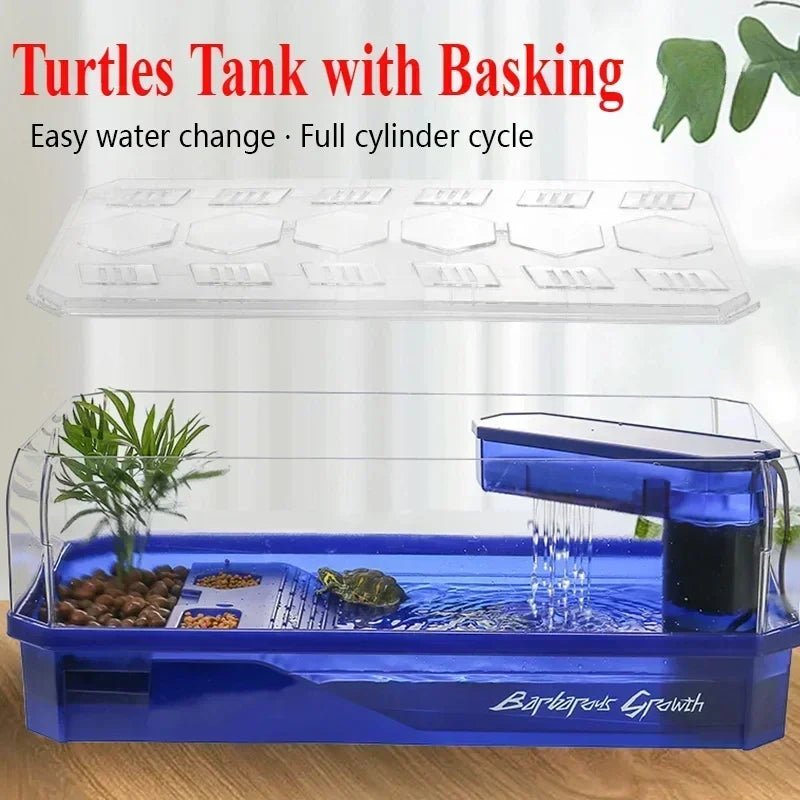 Wholesale Bulk Plastic Transparency Turtle Tank House Turtle Anti - Escape Cage Reptiles Habitat with Areas To Breed Feed Swim Basking Platform - Furbury