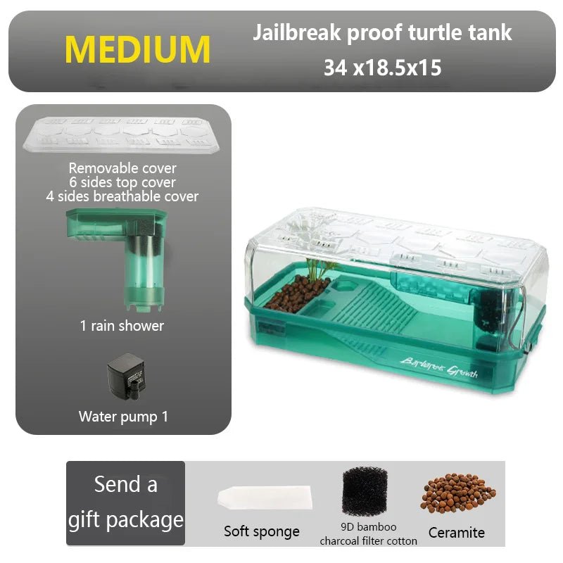 Wholesale Bulk Plastic Transparency Turtle Tank House Turtle Anti - Escape Cage Reptiles Habitat with Areas To Breed Feed Swim Basking Platform - Furbury
