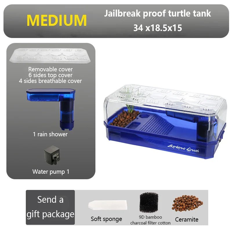 Wholesale Bulk Plastic Transparency Turtle Tank House Turtle Anti - Escape Cage Reptiles Habitat with Areas To Breed Feed Swim Basking Platform - Furbury