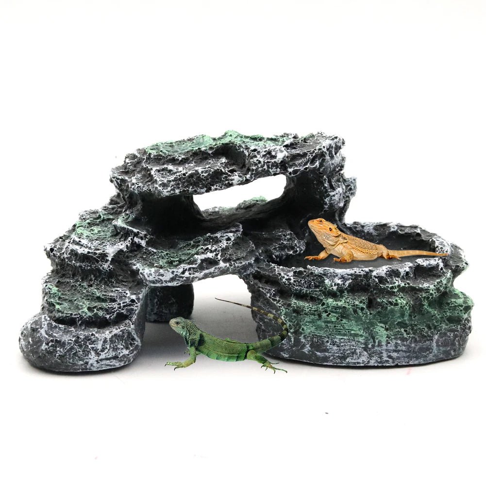 Wholesale Bulk Reptile Hideout Cave Turtle Basking Platform, Simulation Rock for Gecko, Lizards, Tortoise, Aquarium Decor, Fish Hide Habitat - Furbury