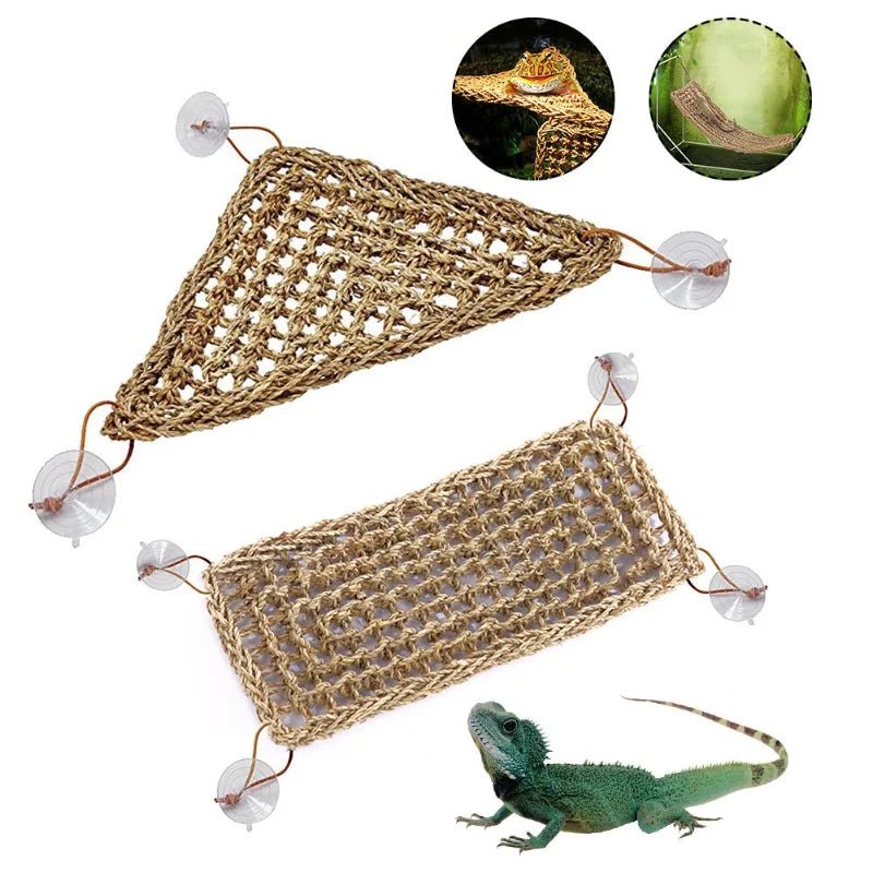 Wholesale Bulk Reptile Lizard Hammock Hamster Grass Cushion Pet Bed Seagrass Hammock Swing Pet Reptile Toy Hanging Mattress Hanging Sofa - Furbury