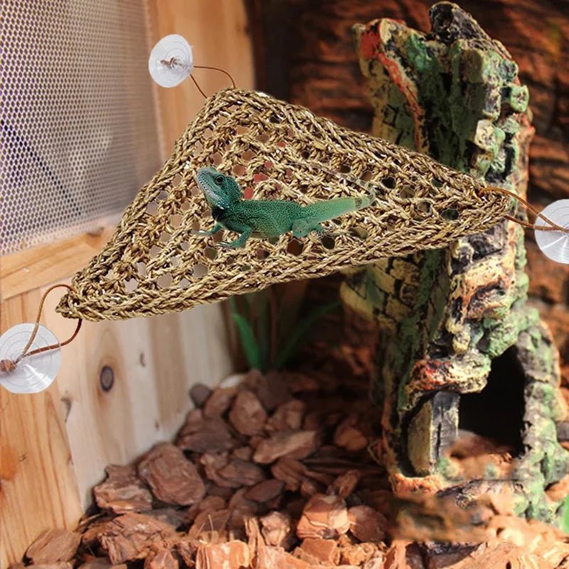 Wholesale Bulk Reptile Lizard Hammock Hamster Grass Cushion Pet Bed Seagrass Hammock Swing Pet Reptile Toy Hanging Mattress Hanging Sofa - Furbury