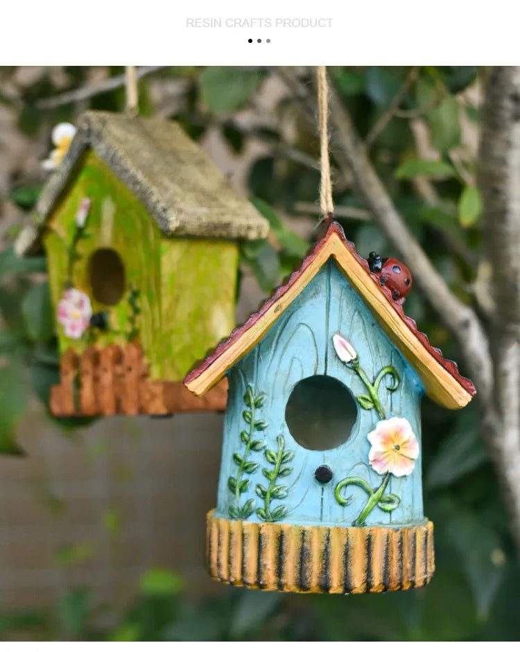 Wholesale Bulk Resin Bird House Crafts Bird's Nest Courtyard Garden Villa Balcony Wall Hanging Garden Landscaping Outdoor Decoration - Furbury