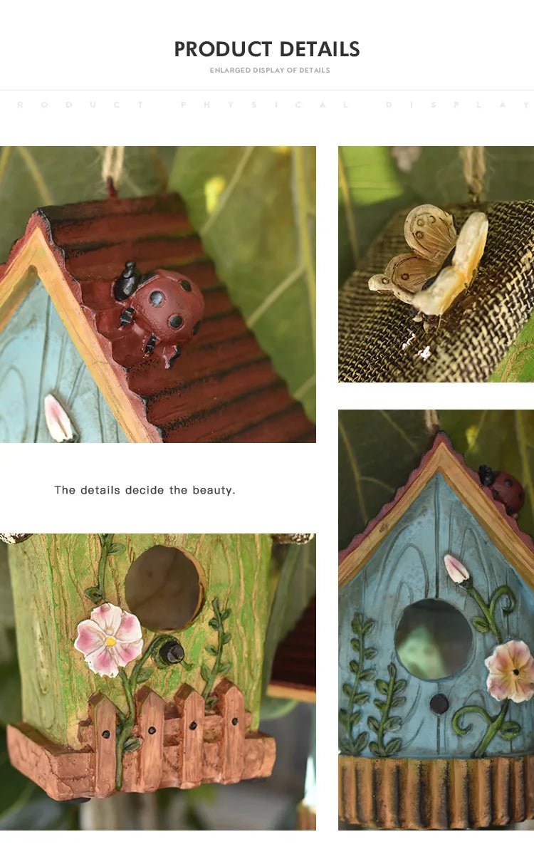 Wholesale Bulk Resin Bird House Crafts Bird's Nest Courtyard Garden Villa Balcony Wall Hanging Garden Landscaping Outdoor Decoration - Furbury