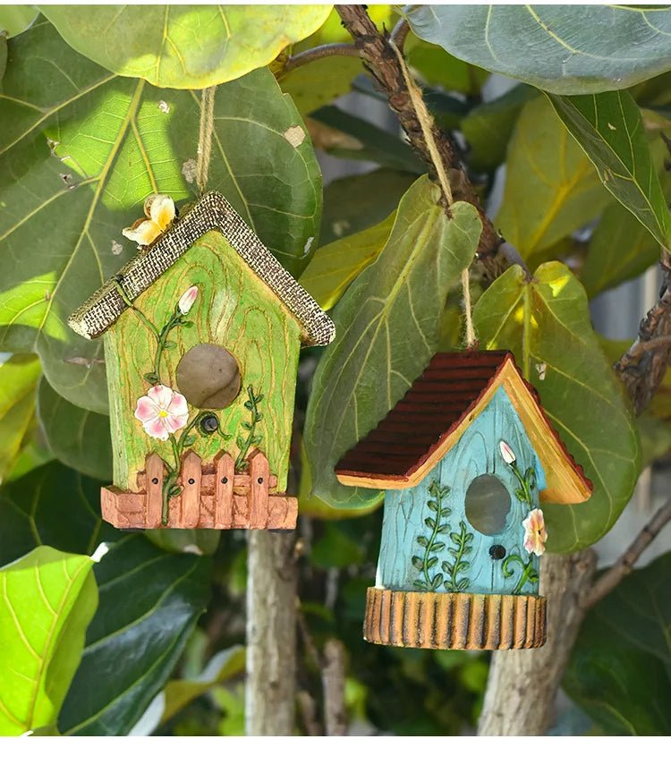 Wholesale Bulk Resin Bird House Crafts Bird's Nest Courtyard Garden Villa Balcony Wall Hanging Garden Landscaping Outdoor Decoration - Furbury