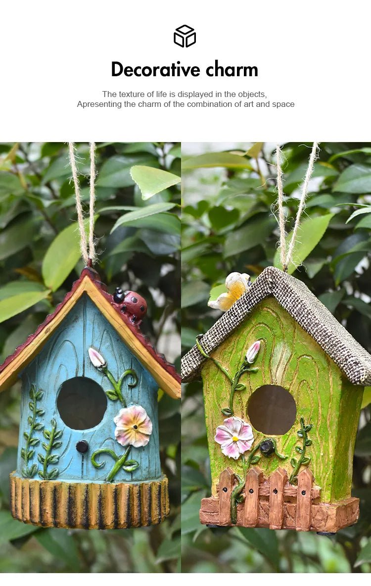 Wholesale Bulk Resin Bird House Crafts Bird's Nest Courtyard Garden Villa Balcony Wall Hanging Garden Landscaping Outdoor Decoration - Furbury