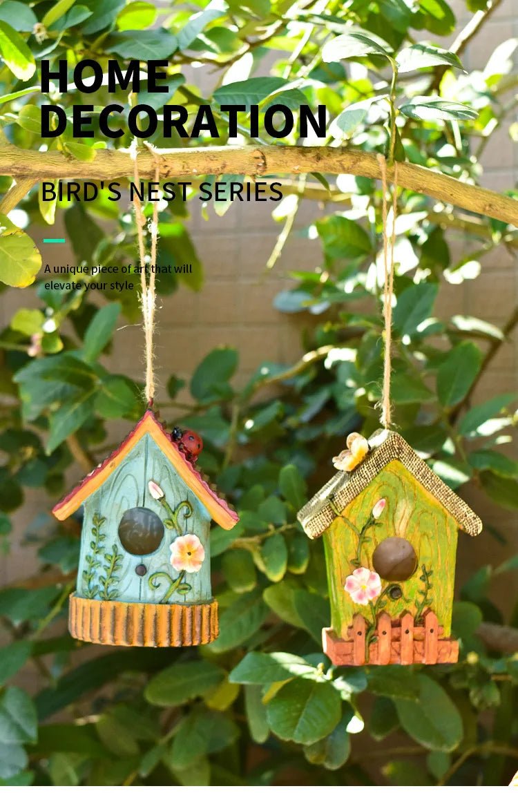 Wholesale Bulk Resin Bird House Crafts Bird's Nest Courtyard Garden Villa Balcony Wall Hanging Garden Landscaping Outdoor Decoration - Furbury