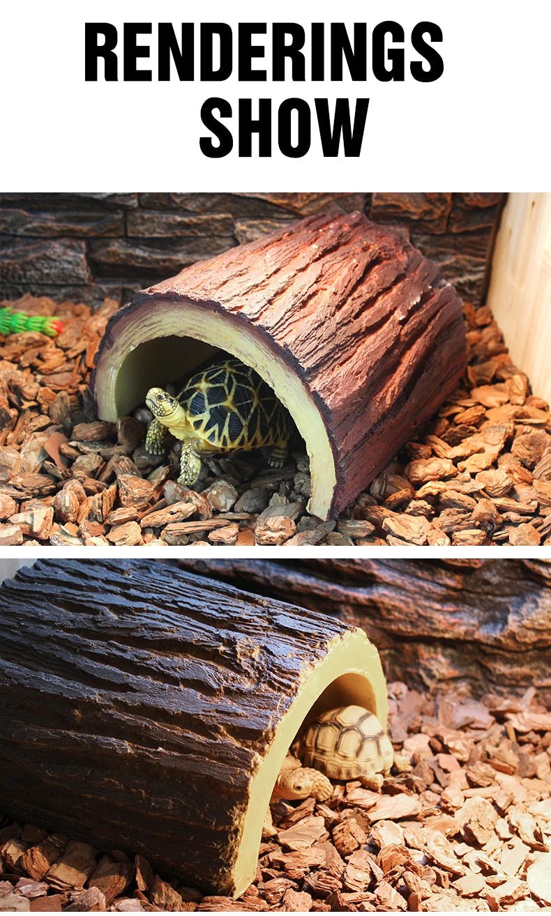 Wholesale Bulk Resin Turtle Reptile Hide Cave Reptiles Avoiding Caves Simulation Tree Bark Amphibians Landscape Lizard Feeding Box Decoration - Furbury