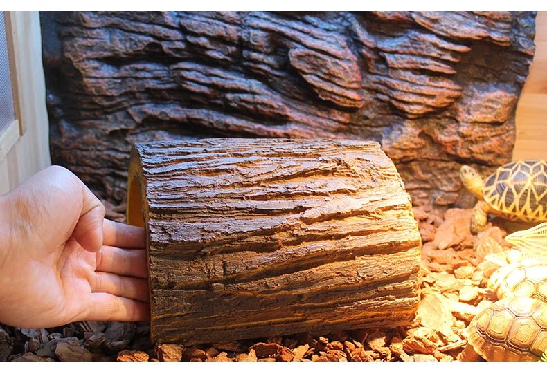 Wholesale Bulk Resin Turtle Reptile Hide Cave Reptiles Avoiding Caves Simulation Tree Bark Amphibians Landscape Lizard Feeding Box Decoration - Furbury