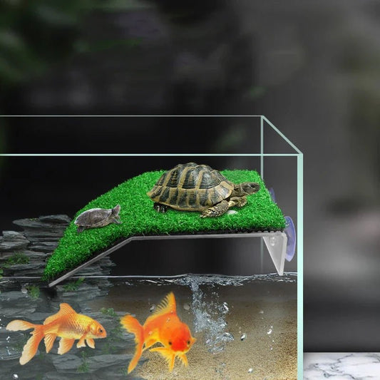 Wholesale Bulk Turtle Basking Platform Suction Cup Habitat Simulation Lawn Ramp Turtle Dock Floating Island For Reptile Terrarium Accessory - Furbury