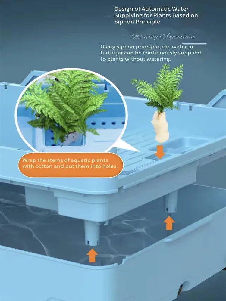 Wholesale Bulk Turtle tank free water change with sunbed Brazilian turtle ecological landscaping breeding box aquarium accessories 220V 4W - Furbury