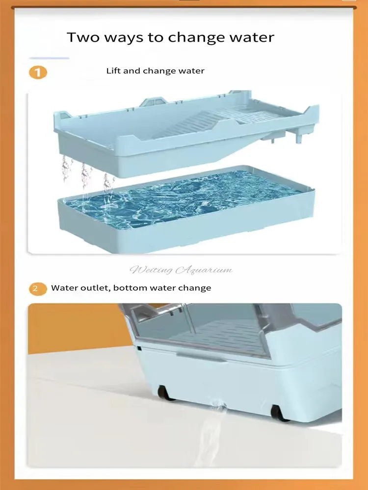 Wholesale Bulk Turtle tank free water change with sunbed Brazilian turtle ecological landscaping breeding box aquarium accessories 220V 4W - Furbury