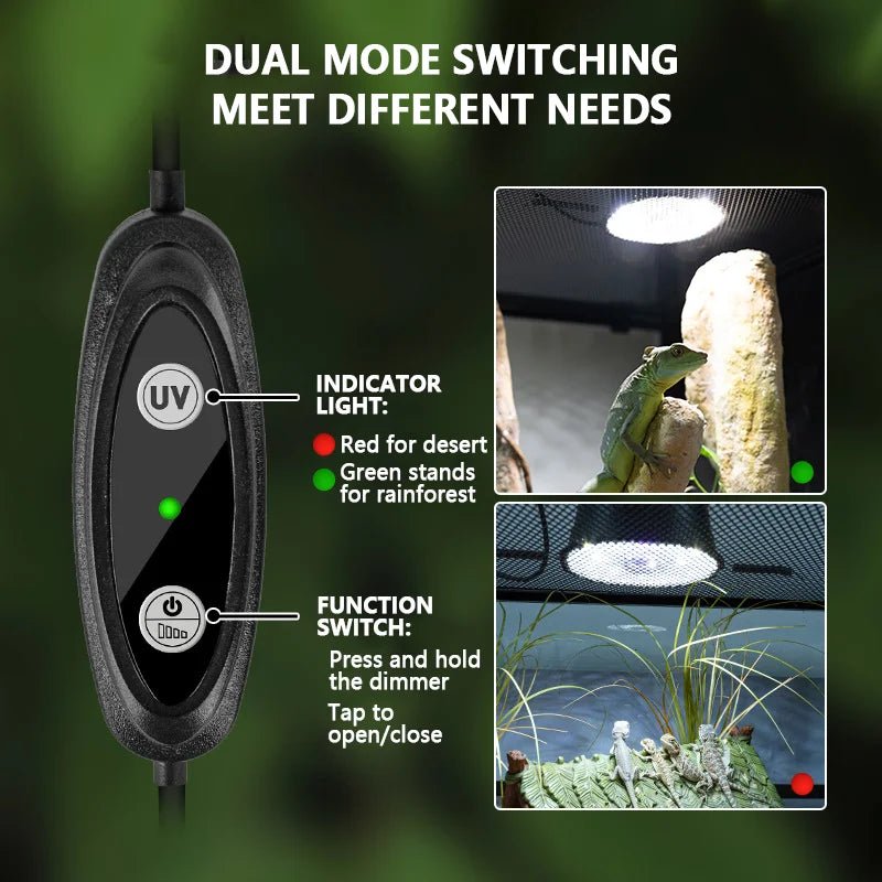 Wholesale Bulk UVB Pet Reptile Lampfor Amphibian Snake Lamp Heat Reptiles Bulb LED/UVB Dual Mode Reptiles Light Lizard Breeding Box Lighting - Furbury