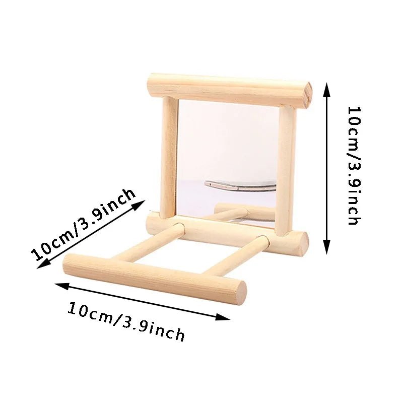 Wholesale Bulk Wood Bird Mirror With Perch Stand Bird Toy Stand Bird Toy For Parrot Parakeets Cockatiels Cage Cage Parakeet Accessories - Furbury