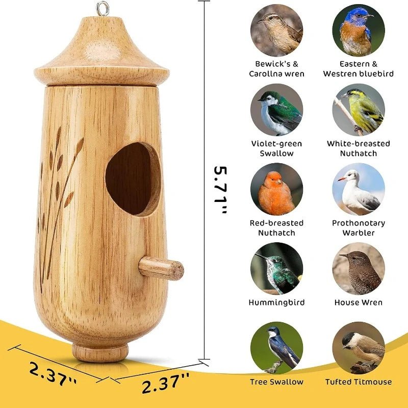 Wholesale Bulk Wooden Hummingbird House Nature Ventilatio Humming Bird House Swing Parrot Swing Toy Hanging Ornament for Outside Garden Decor - Furbury