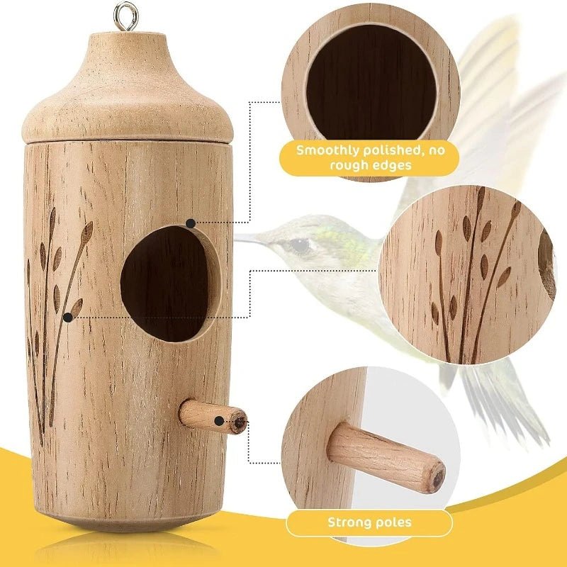 Wholesale Bulk Wooden Hummingbird House Nature Ventilatio Humming Bird House Swing Parrot Swing Toy Hanging Ornament for Outside Garden Decor - Furbury