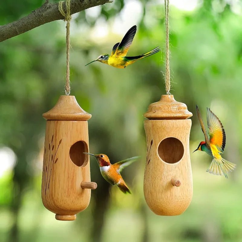 Wholesale Bulk Wooden Hummingbird House Nature Ventilatio Humming Bird House Swing Parrot Swing Toy Hanging Ornament for Outside Garden Decor - Furbury