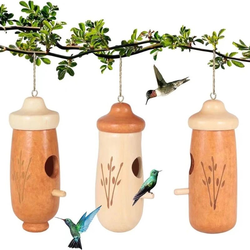 Wholesale Bulk Wooden Hummingbird House Nature Ventilatio Humming Bird House Swing Parrot Swing Toy Hanging Ornament for Outside Garden Decor - Furbury