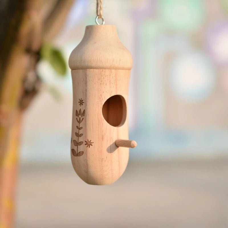 Wholesale Bulk Wooden Hummingbird House Nature Ventilatio Humming Bird House Swing Parrot Swing Toy Hanging Ornament for Outside Garden Decor - Furbury
