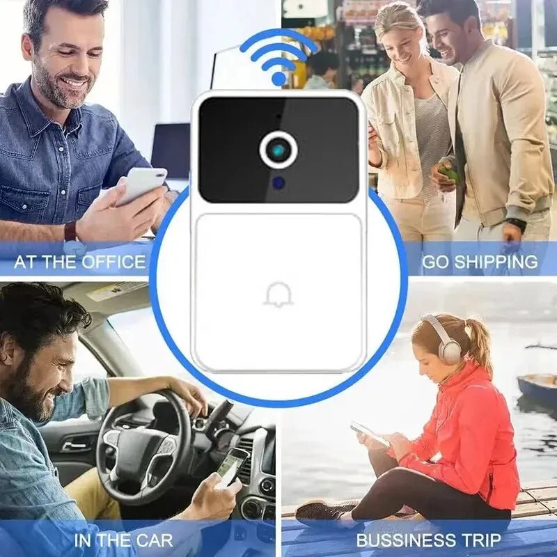 WIFI Video Doorbell Camera Wireless Night Vision Smart Home Security HD Door Bell Two Way Intercom Voice Change For Home - Checkouts UK