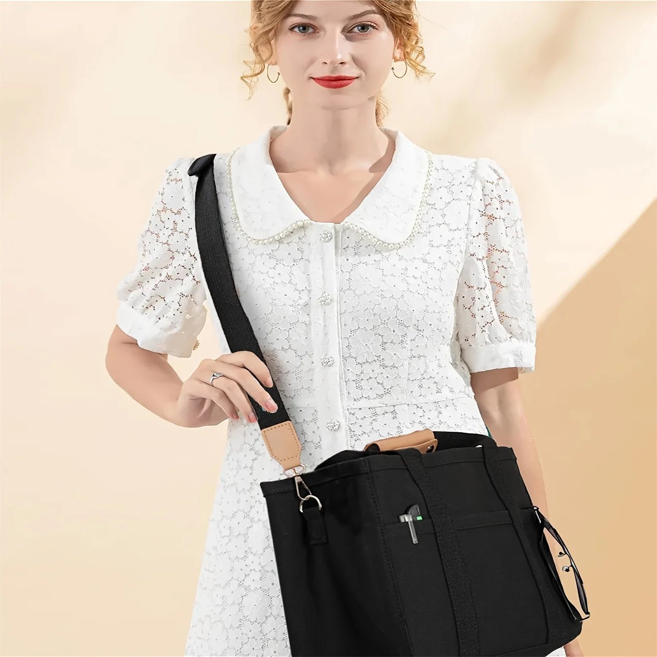 Women's Bag Canvas Large Capacity Multi Tote Handbag Layer Function Crossbody Bag Women's Handbag Shopping - Checkouts UK