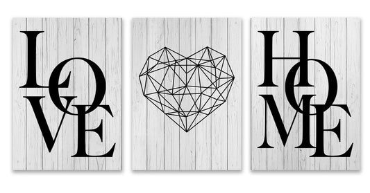 🖼️ 3pcs Love Home Diamond Heart Letter Canvas Prints - Checkouts USA