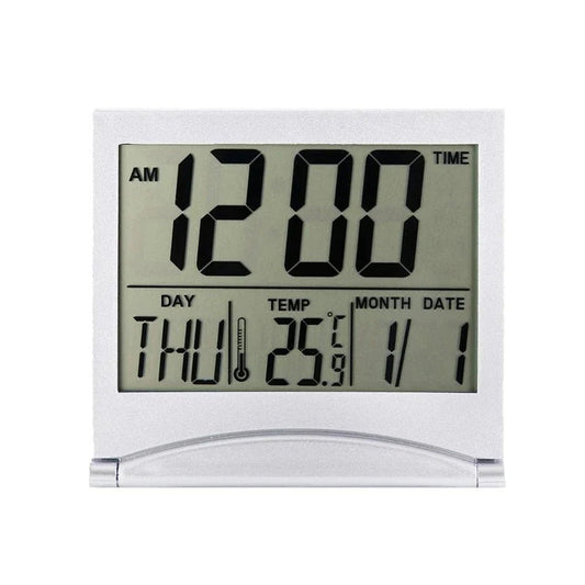Simplify Your Routine with the Folding LCD Digital Alarm Clock & Weather Station - Checkouts USA
