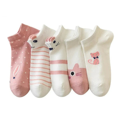 10 Pairs Women Cartoon Patterned Socks Trendy And Fashionable Versatile Socks Lightweight Breathable Comfortable Casual Socks - Checkouts UK