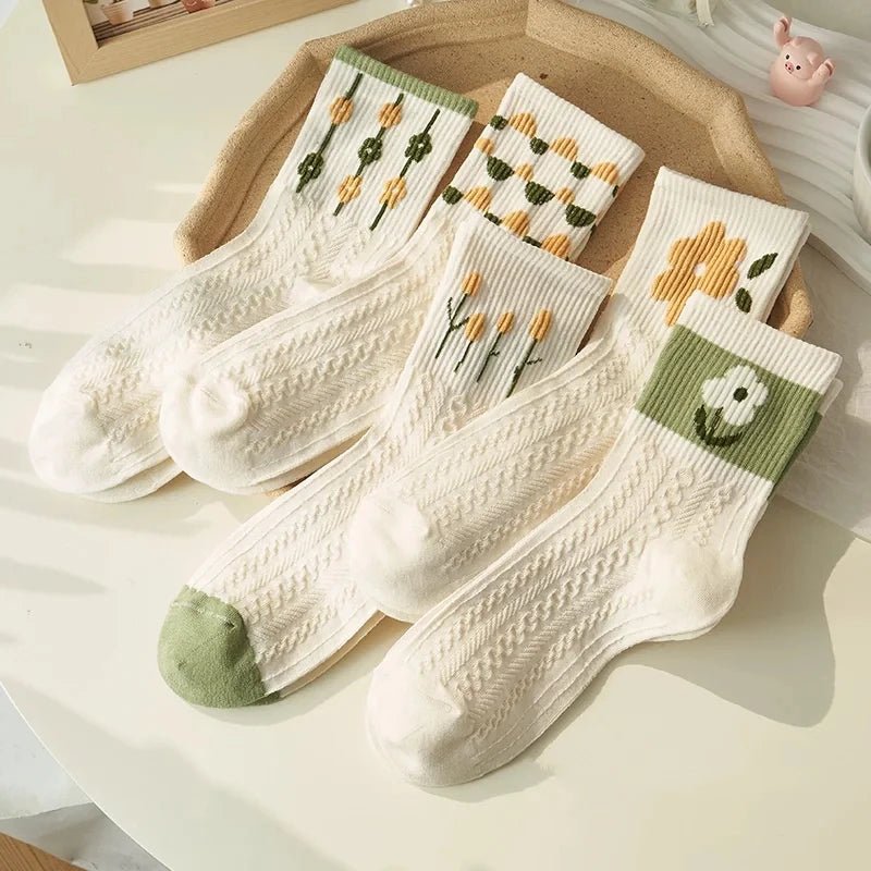 10 Pairs Women Cartoon Patterned Socks Trendy And Fashionable Versatile Socks Lightweight Breathable Comfortable Casual Socks - Checkouts UK