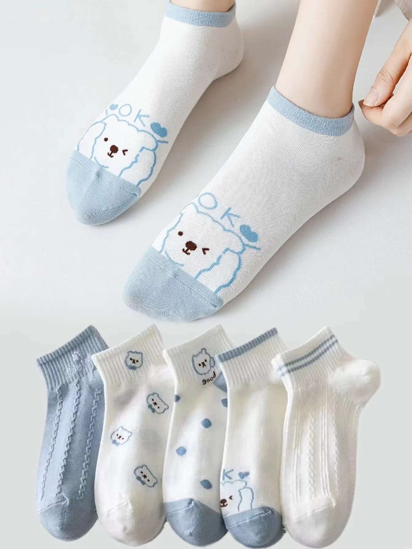 10 Pairs Women Cartoon Patterned Socks Trendy And Fashionable Versatile Socks Lightweight Breathable Comfortable Casual Socks - Checkouts UK