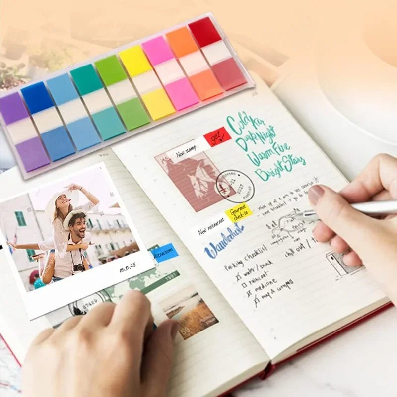 1080pcs 6 Pack Transparent Colorful Index Memo Note Pads Stationery Sticky Notes Page Markers Book Tabs Pop Up Index Tabs - Checkouts USA