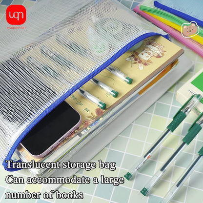 10pcs Of Transparent Mesh Zipper File Bags A4+12pcs Exquisite Green Ink Pens 0.5mm Nib School Stationery Office Supplies - Checkouts USA