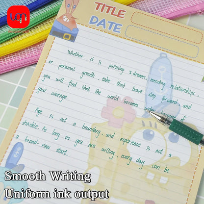 10pcs Of Transparent Mesh Zipper File Bags A4+12pcs Exquisite Green Ink Pens 0.5mm Nib School Stationery Office Supplies - Checkouts USA