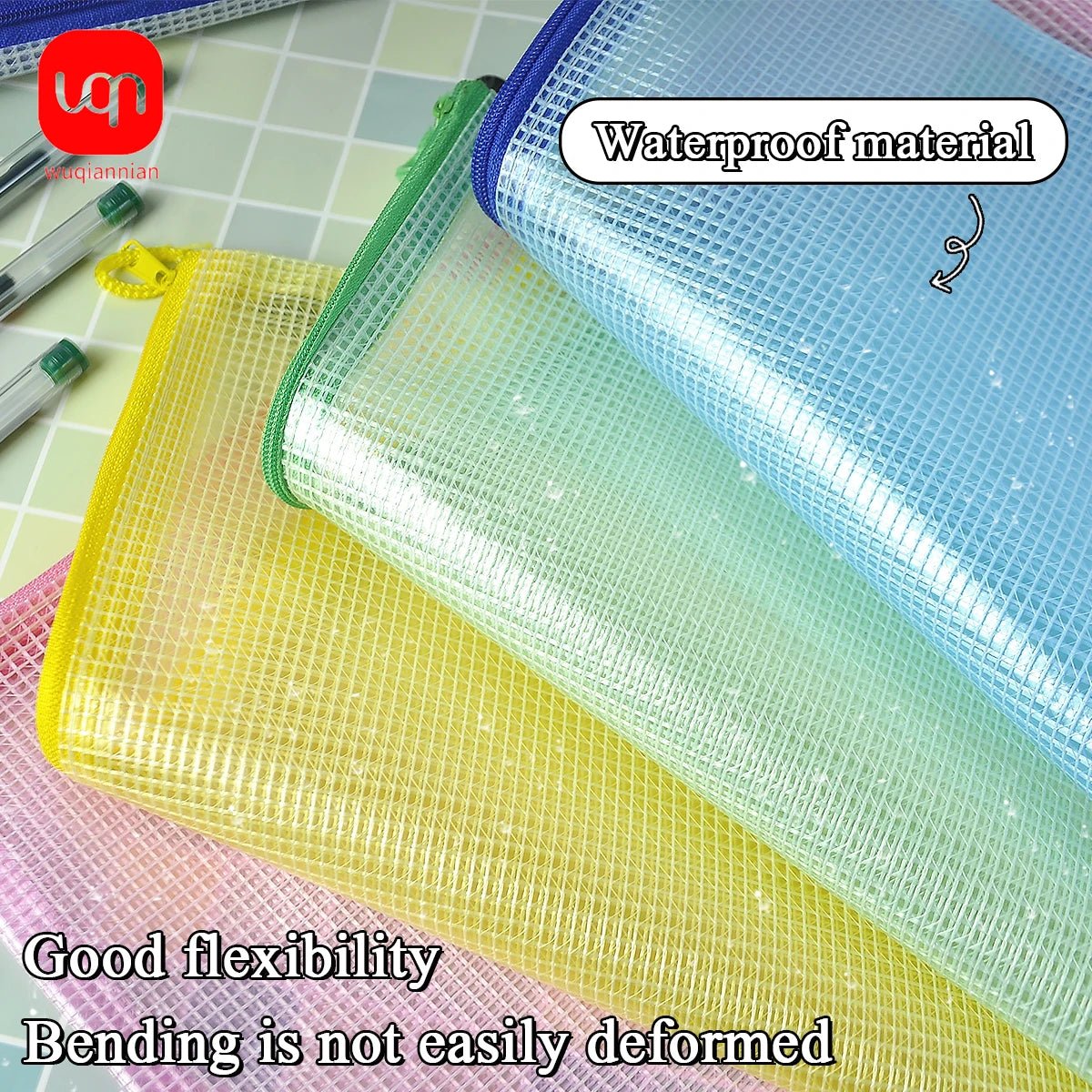 10pcs Of Transparent Mesh Zipper File Bags A4+12pcs Exquisite Green Ink Pens 0.5mm Nib School Stationery Office Supplies - Checkouts USA