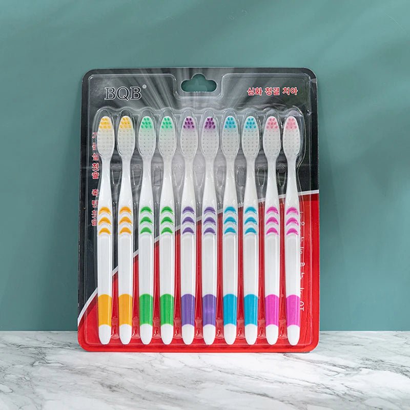 10pcs Soft - Bristle Toothbrush Adult Environmental Bamboo Charcoal Toothbrush Teeth Deep Cleaning Household Fine Wool Toothbrush - Checkouts UK