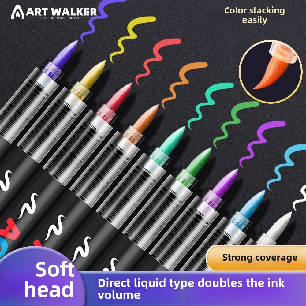 12/24/36/48Colors/set Acrylic Marker Pen Paint Brush Pen Painting Coloring Pen DIY Graffiti Art Making School and Office Supplie - Checkouts USA